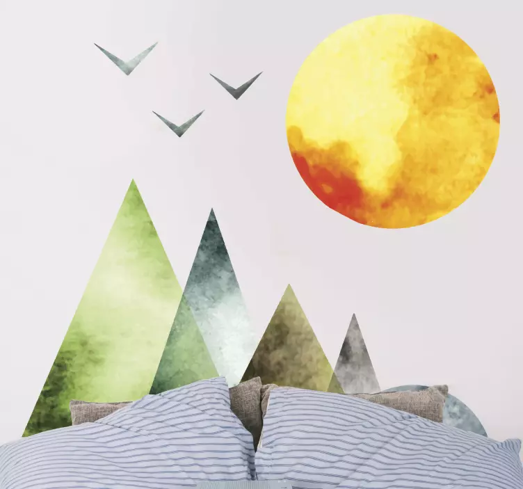 Geometric mountain headboard sticker - TenStickers