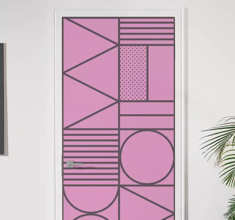 Geometric Pink Element door sticker - TenStickers