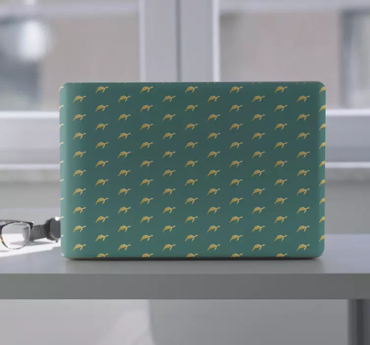 Geometric turtle laptop sticker - TenStickers