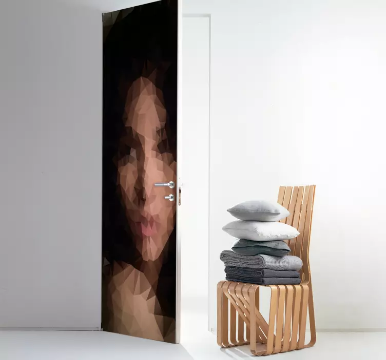 Geometric woman door sticker - TenStickers