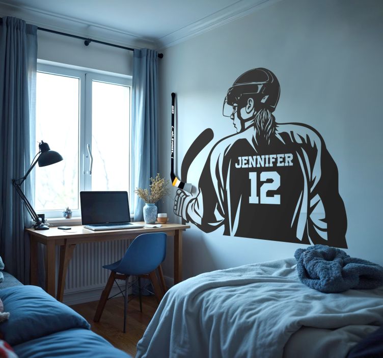 Girl hockey player wall sticker - TenStickers