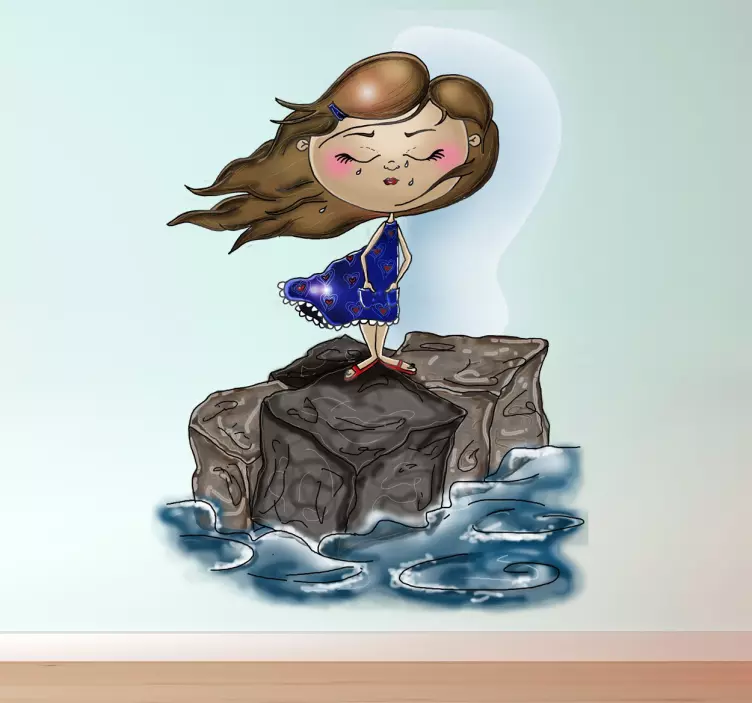 Girl on Rock wall stickers for kid - TenStickers