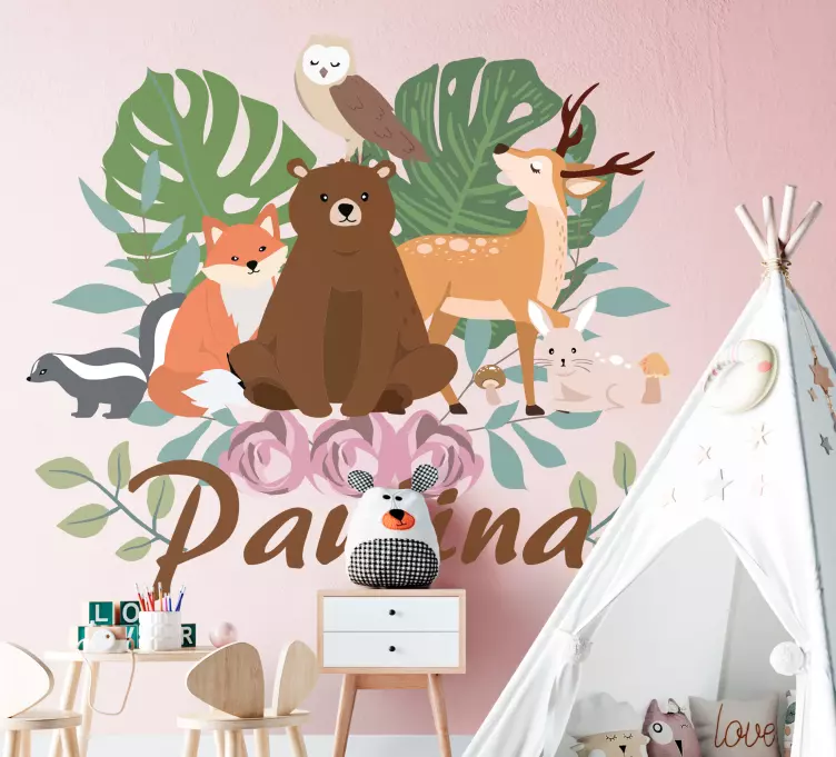 Girly woodland animals custom wild animal decal - TenStickers