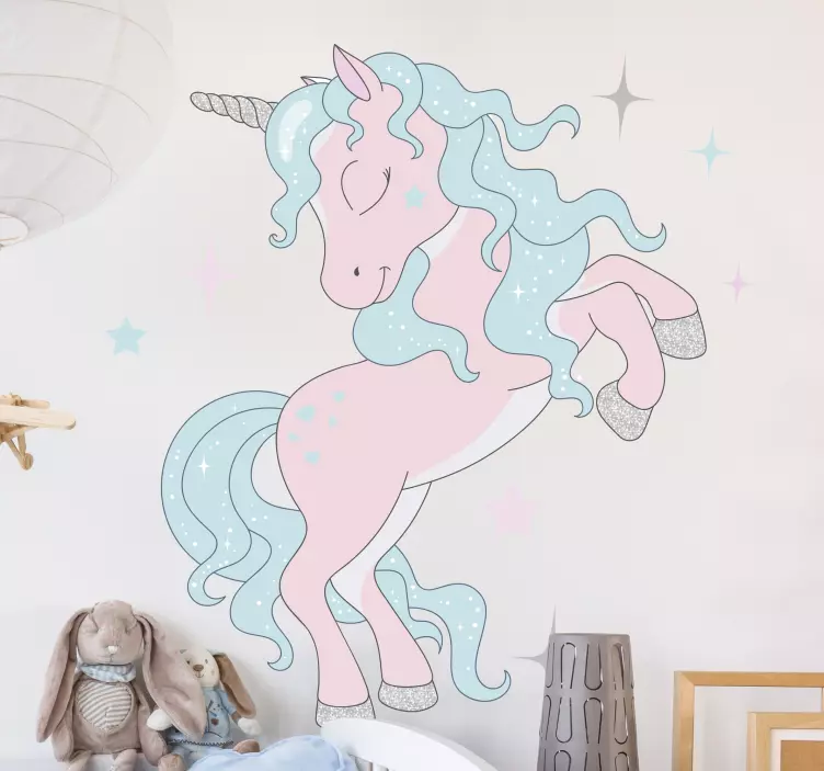 Glimmer unicorns pattern illustration decal - TenStickers