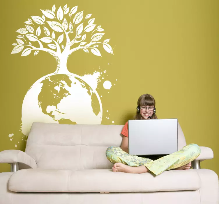Cool Global Tree Wall Sticker - TenStickers