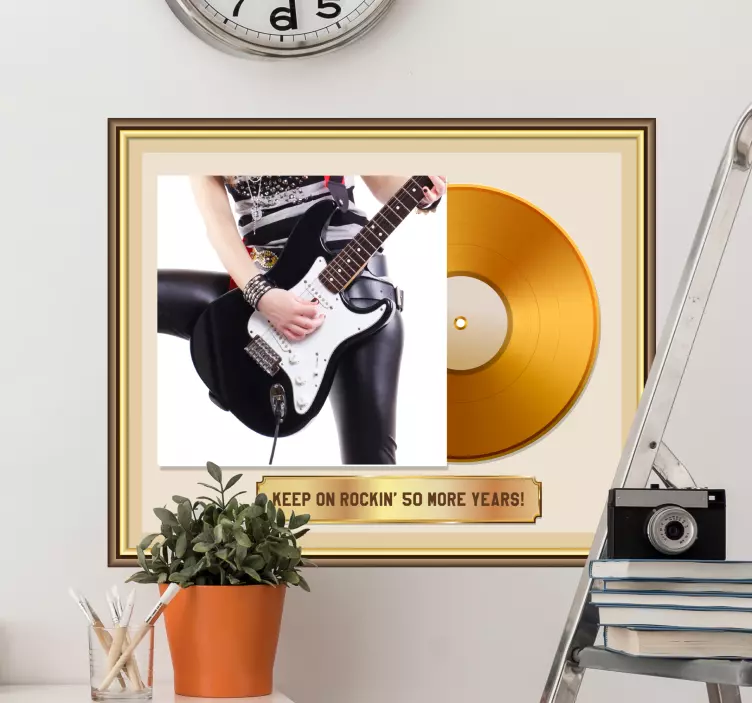 Gold record with name  rock sticker - TenStickers
