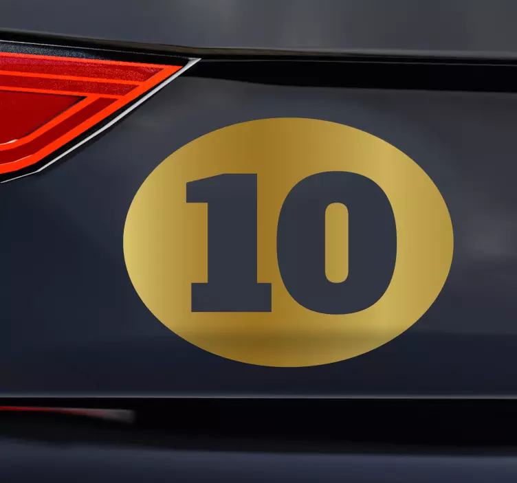 golden numbers car sticker - TenStickers