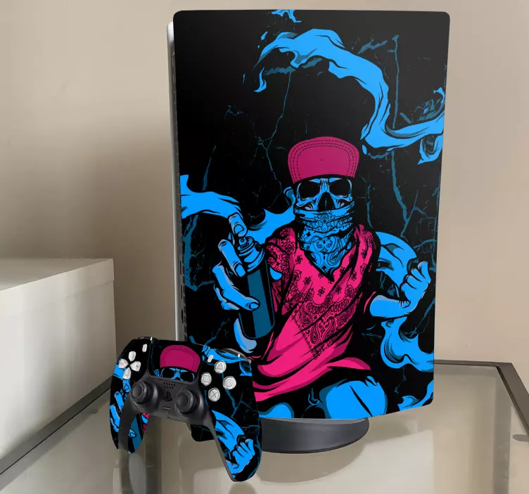 Graffiti skull design  PS5 sticker - TenStickers