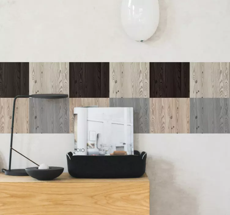 Gray wood pattern wall border sticker - TenStickers