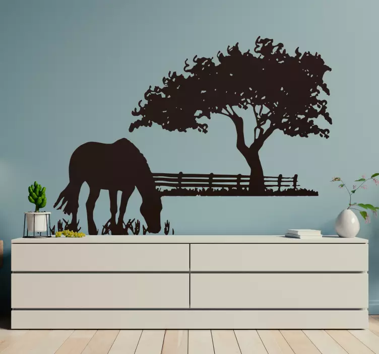 Grazing Horse Wall Sticker - TenStickers