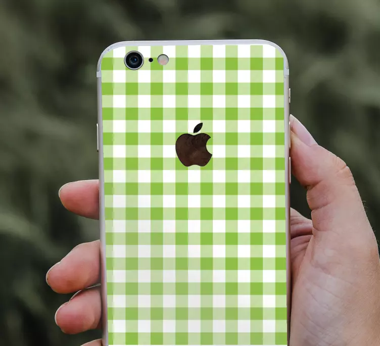 Green check pattern iPhone sticker - TenStickers