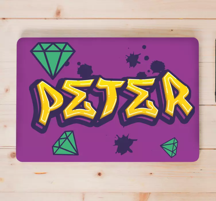Green diamond graffiti style laptop skins - TenStickers