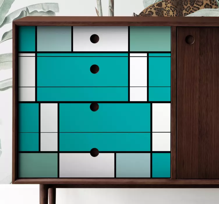 Green square color blocks furniture decal - TenStickers