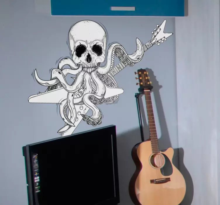 Guitar Octopus Rock and Roll Wall Sticker - TenStickers