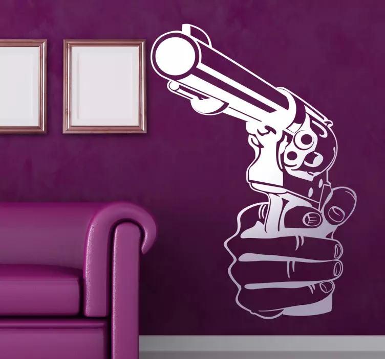 Hand Pistol Gun Wall Sticker - TenStickers