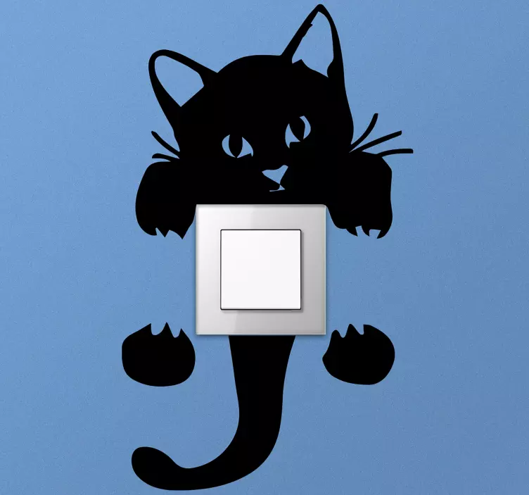 Hanging cat light switch sticker - TenStickers