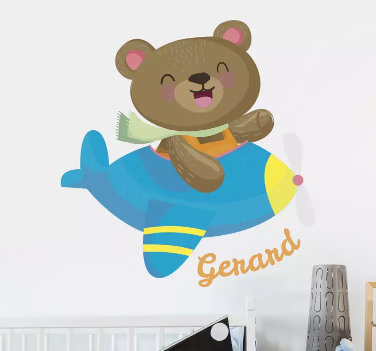 Happy Bear Pilot wall stickers for kid - TenStickers