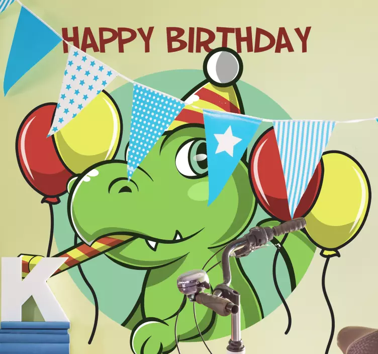 Happy birthday dinosaur dinosaur wall sticker - TenStickers
