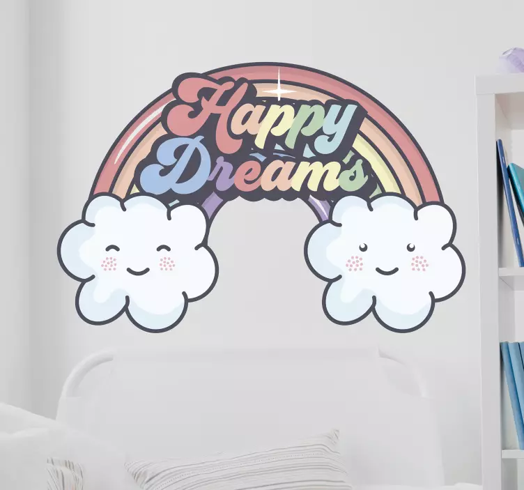 Happy Dreams Rainbow Clouds wall stickers for kid - TenStickers