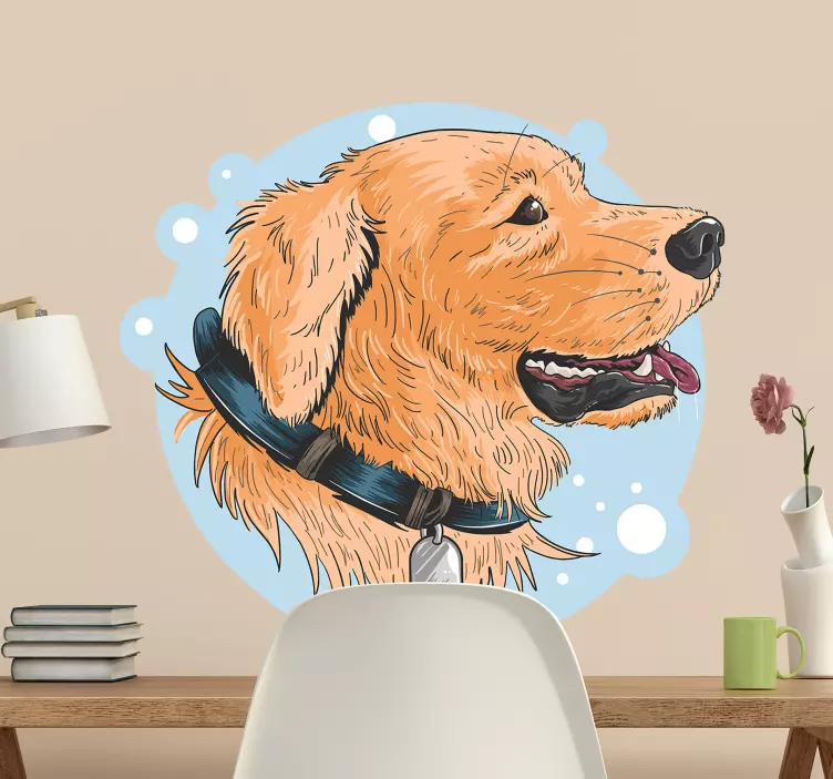 Happy Golden Retriever pet wall art - TenStickers