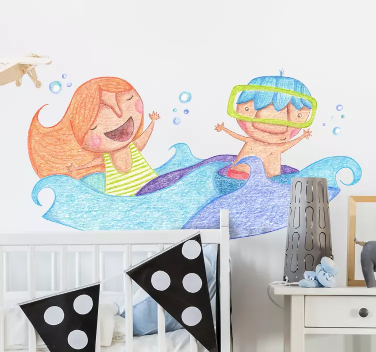 Happy Kids Splashing wall stickers for kid - TenStickers