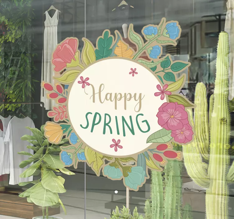 happy spring shop window sticker - TenStickers