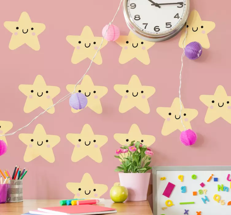 Happy Star Faces wall stickers for kid - TenStickers