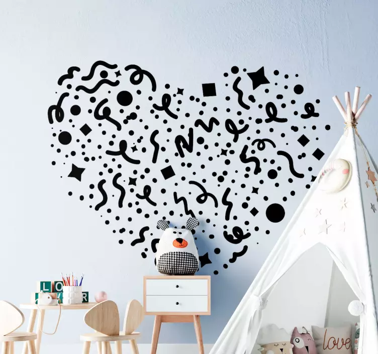 Heart Confetti Pattern decoration wall sticker - TenStickers