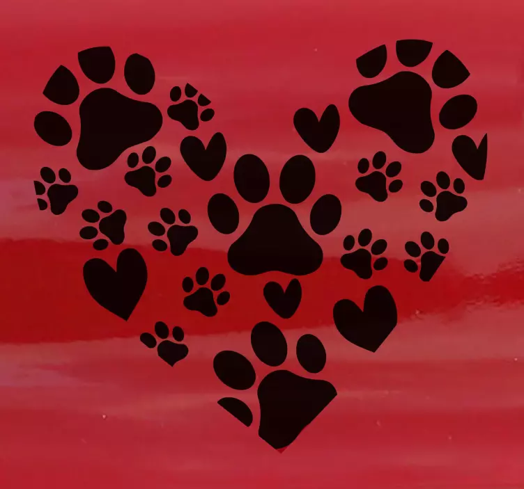 heart pet footprints Car Sticker - TenStickers