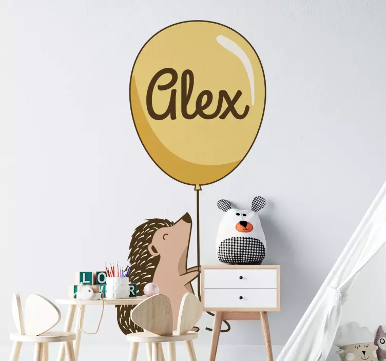 Hedgehog With Balloon wall stickers for kid - TenStickers