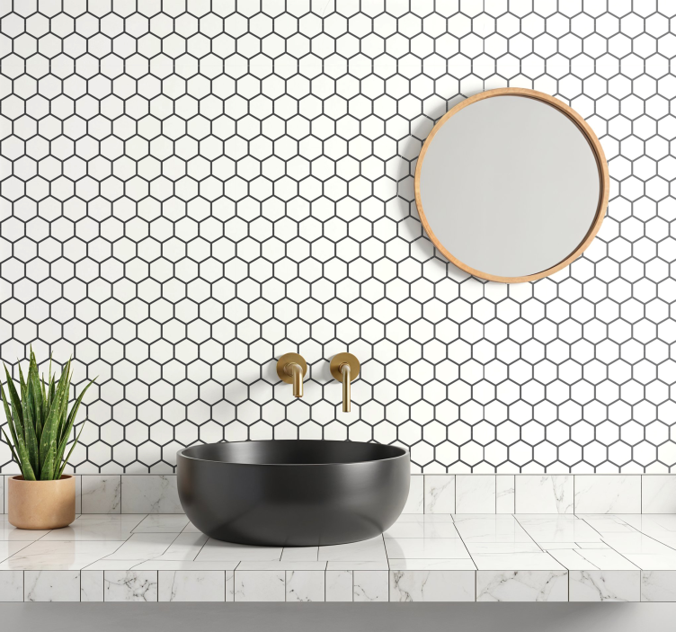 Hexagon white tile sticker - TenStickers