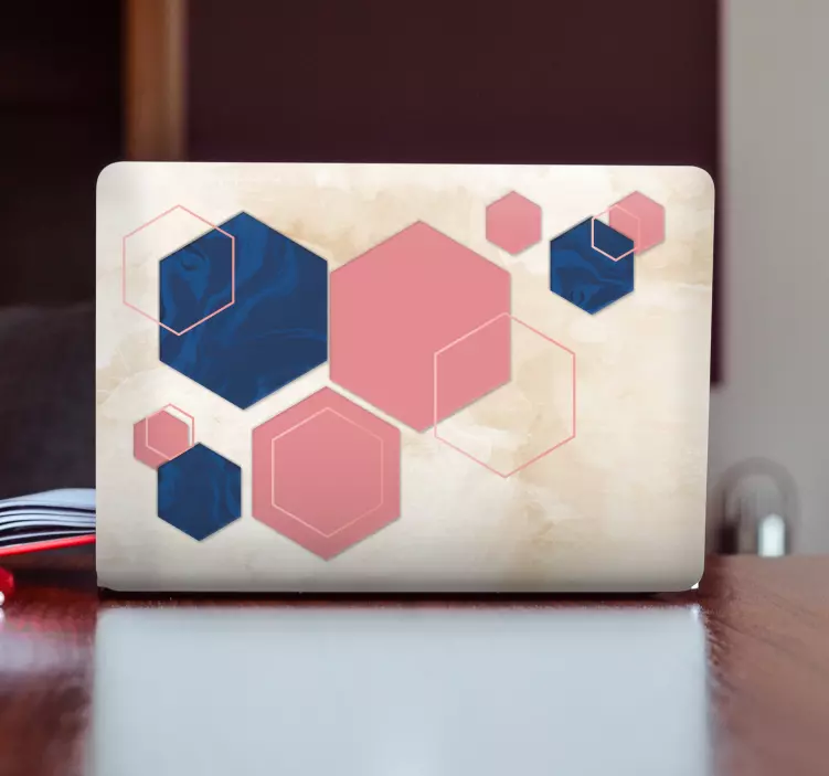 Hexagonal Shape Composition laptop skin - TenStickers