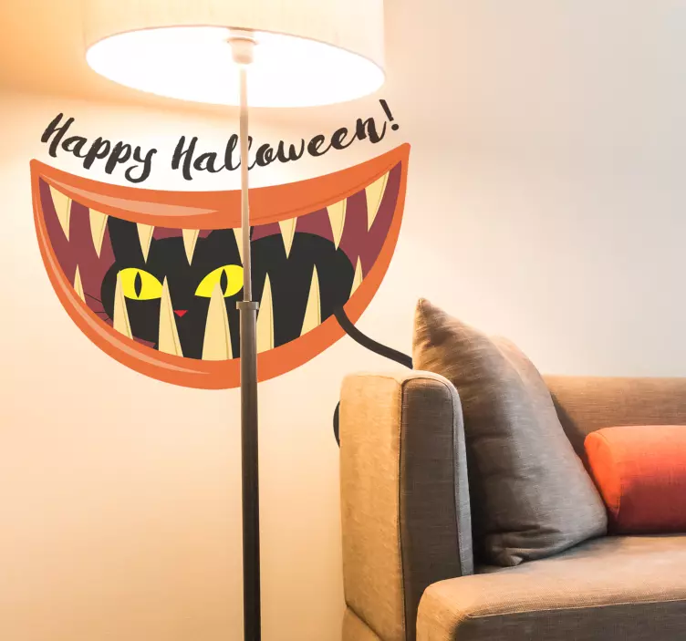 Hiding Black Cat Halloween Sticker - TenStickers