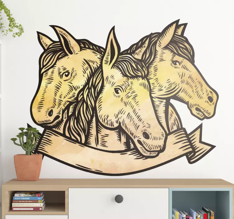 Horse Trio Portrait farm animal wall sticker - TenStickers