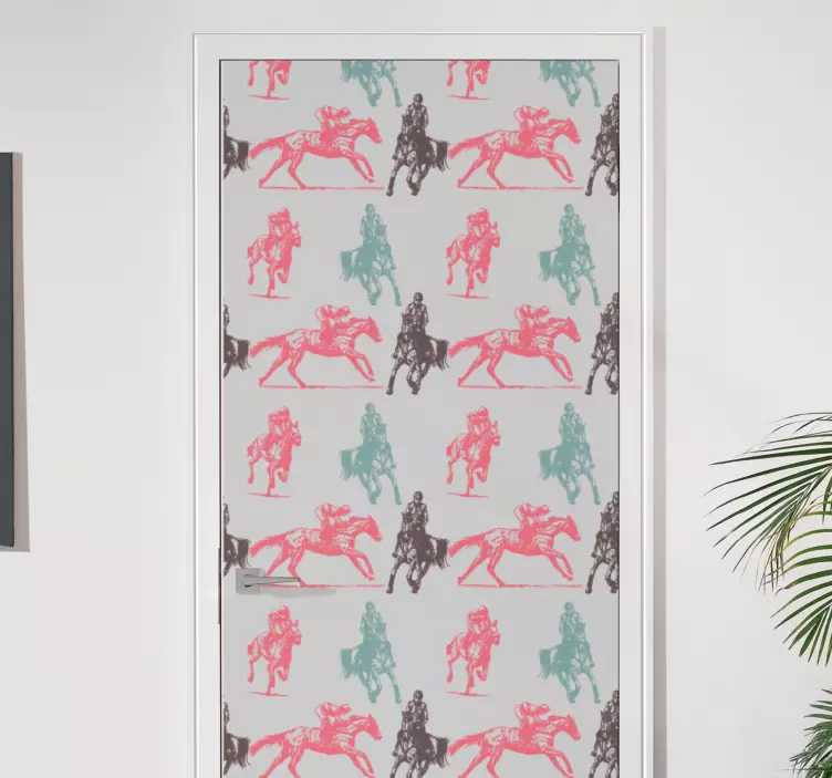 Horseback Rider Patterns door sticker - TenStickers