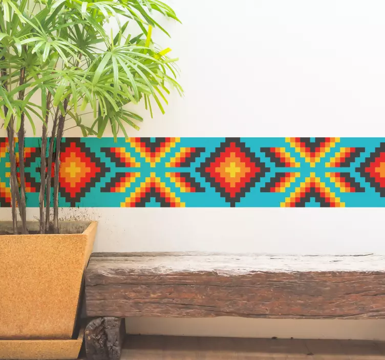 Huichol Mexican art wall border sticker - TenStickers