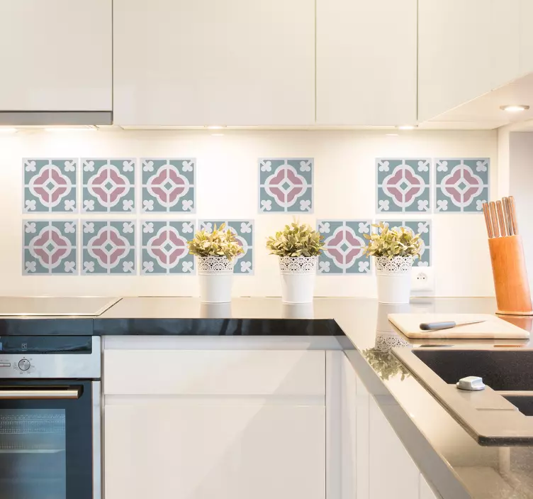 Hydraulic floral tile tile sticker - TenStickers