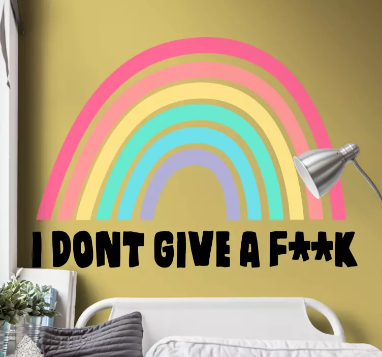 I don't give a f**k  text  with rainbow sticker - TenStickers