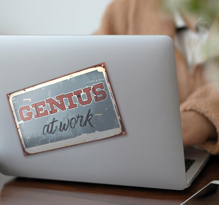 Inscription ‘Genius at work’ laptop sticker - TenStickers