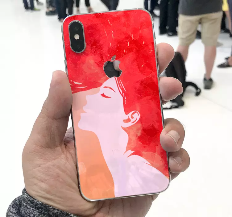 Iphone sticker red female silhouette - TenStickers