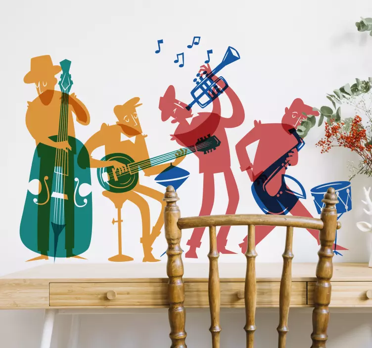 Jazz Musicians Illustrated Home Wall Sticker - TenStickers