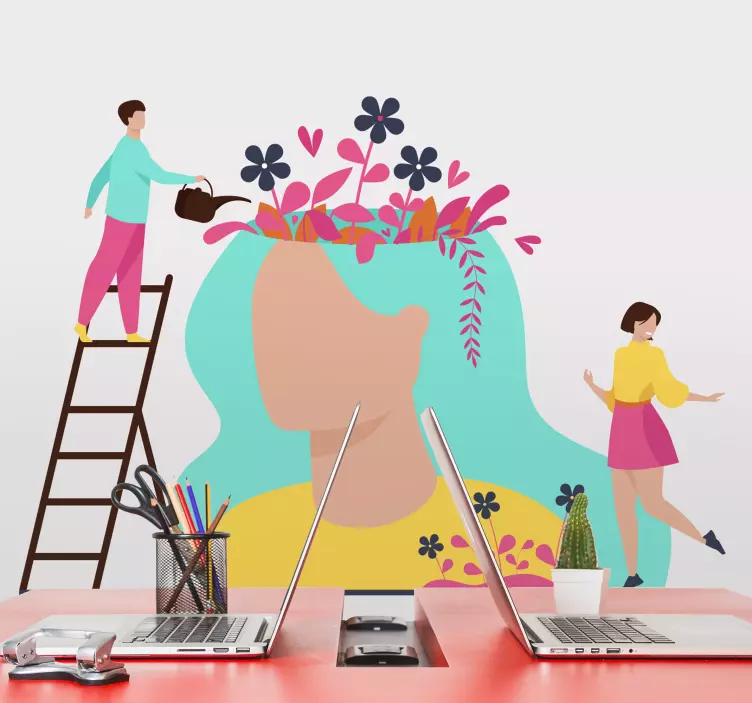 Joyful gardening scene wall sticker - TenStickers