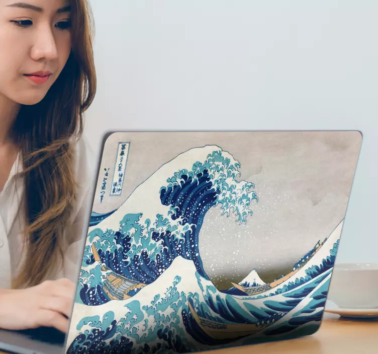 Kanagawa wave laptop sticker - TenStickers