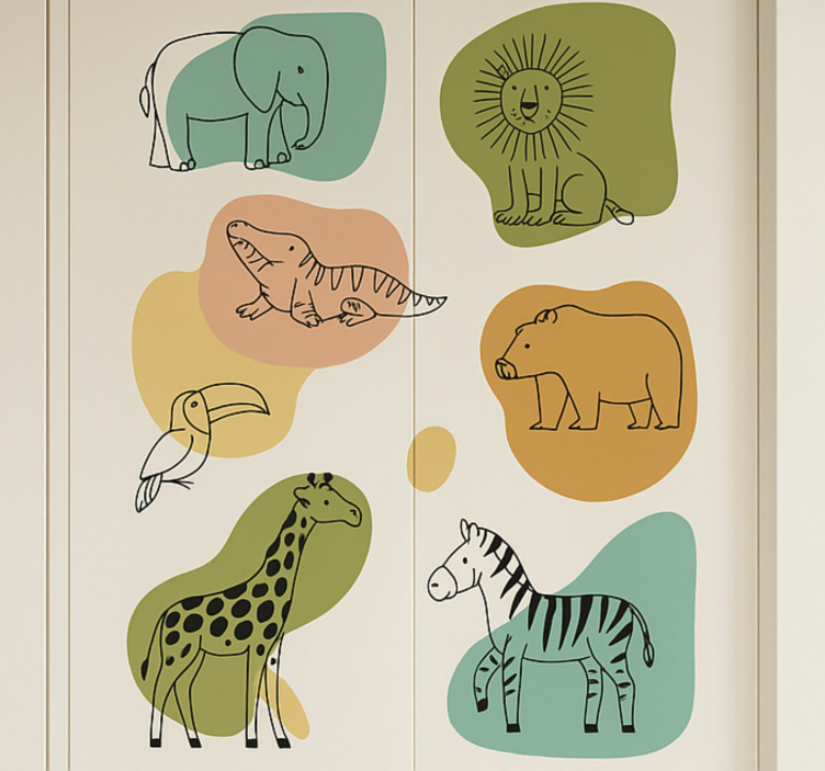 Kids savannah animals furniture sticker - TenStickers