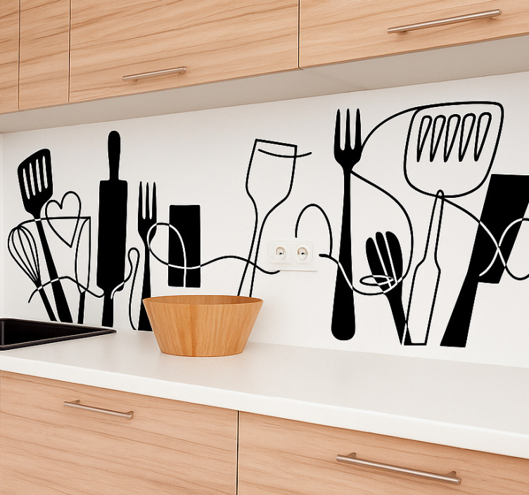 Kitchen utensils in arrangement kitchen wall sticker - TenStickers