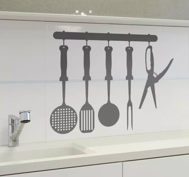 Kitchenware Collection Monochrome Wall Sticker - TenStickers