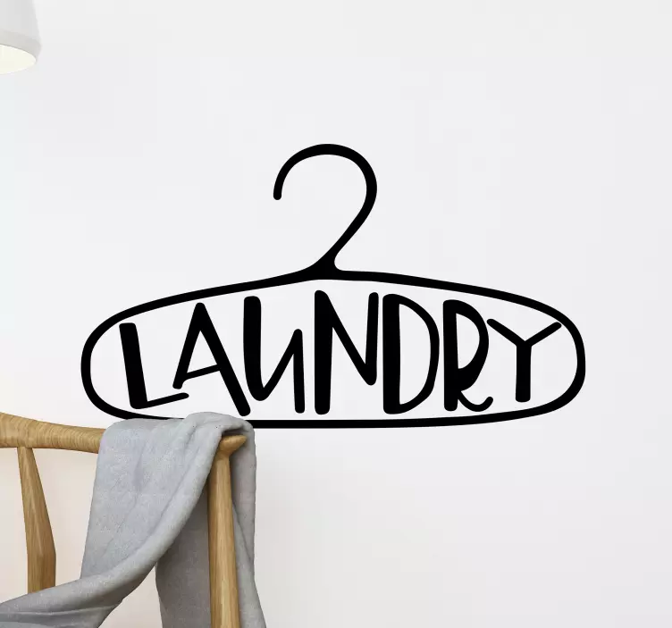 Laundry hanger home text wall sticker - TenStickers