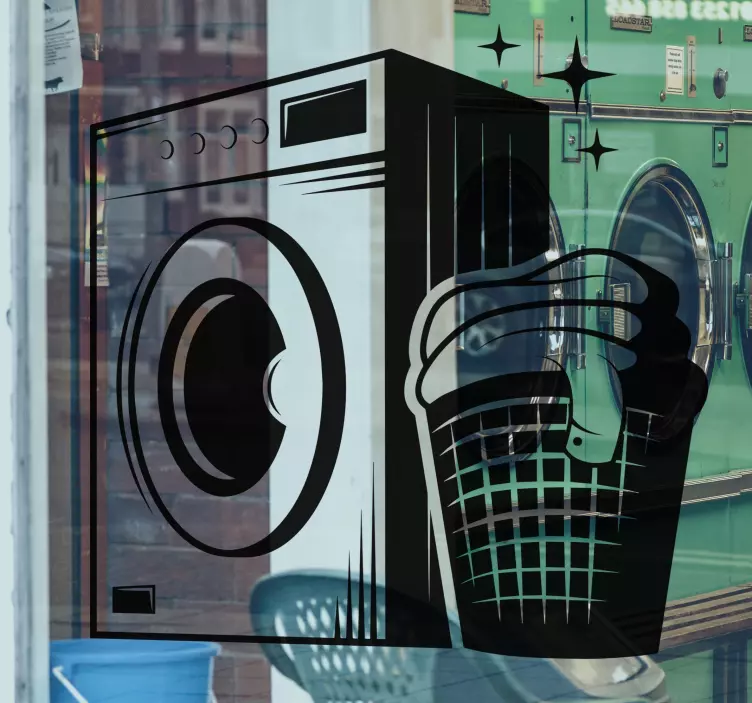 Laundry room vintage style shop window Sticker - TenStickers