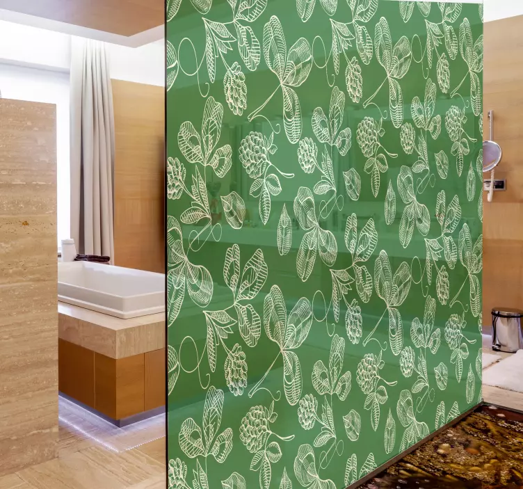 Leafy Green Motif shower screen sticker - TenStickers
