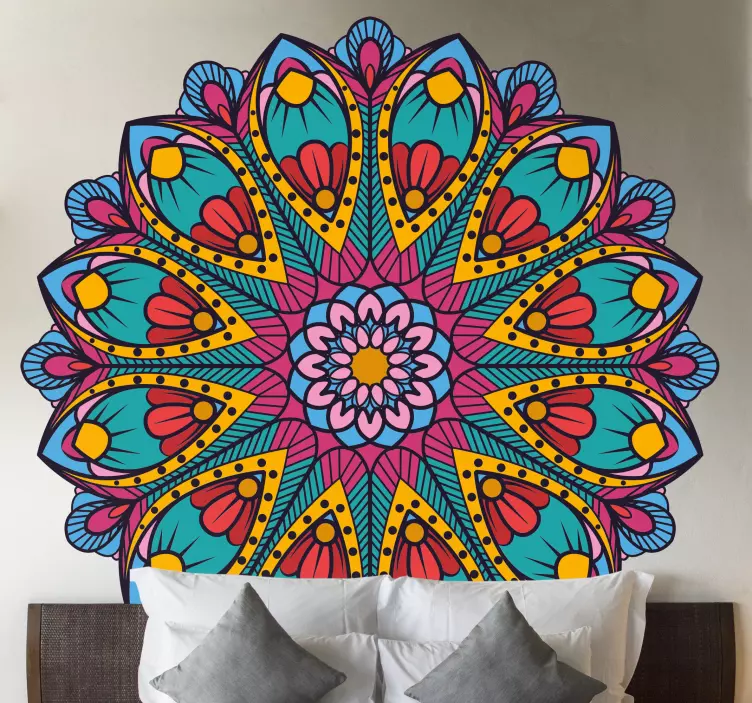 Light blue pink and yellow mandala  sticker - TenStickers